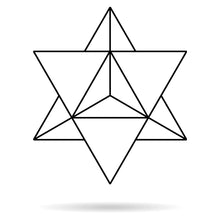Load image into Gallery viewer, The word Merkaba is actually composed of three separate words: Mer, which means light, Ka, which means spirit and Ba, which means Body. Put together, these three words connote the union of spirit with the body, surrounded by light. The symbol, which takes the shape of a star, is believed to be a divine vehicle made entirely of light and designed to transport or connect the spirit and body to higher realms. Ancient Jewish texts reveal that the word is also the Hebrew for a chariot, and the Bible reveals that
