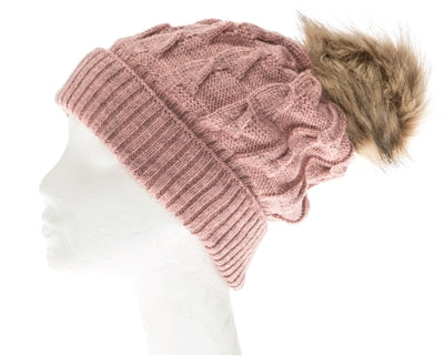 Pink Buddha Gear Plush Beanies pom pom blanked lined beanie hat