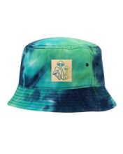 Load image into Gallery viewer, Sportsman Tie Dye Bucket Hat - 100% cotton - bucket cap - safari hat - blue ocean with holographic mushrooms by Buddha Gear r