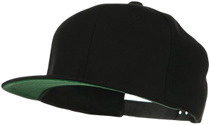 Yupoong 6089 Flat Bill, Hat / Visor with Green Under Bill and Handmade Vegan Leather Brown/White Buddha Patch by Buddha Gear.