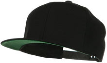 Load image into Gallery viewer, Yupoong 6089 Flat Bill, Hat / Visor with Green Under Bill and Handmade Vegan Leather Black and Gold Cannabis Patch by Buddha Gear.