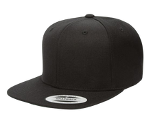 Load image into Gallery viewer, Yupoong 6089 Flat Bill, Hat / Visor with Green Under Bill and Handmade Vegan Leather Black/Gold Cannabis Patch by Buddha Gear.